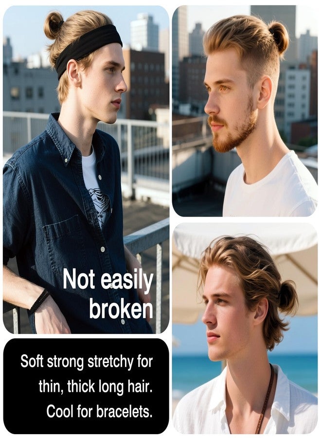 Brvlsoc Braided Black Hair Ties for Men – 10PCS Strong Elastic Bands for Thick, Curly, Dense Hair, No-Crease & Breakage-Free, Stylish Bracelet Design - Image 5